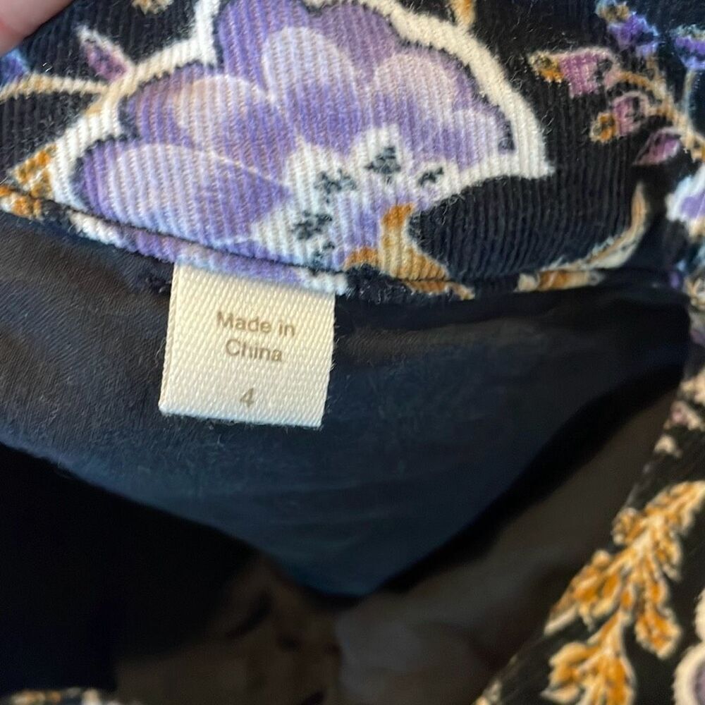 Garnet Hill purple floral corduroy wide leg pant size 4 - Picture 5 of 15